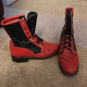 Leather combat riding boots